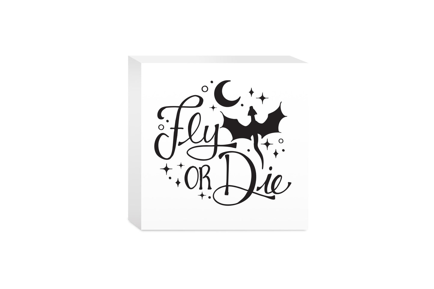 5x5 Wood Block-Fly Or Die -0