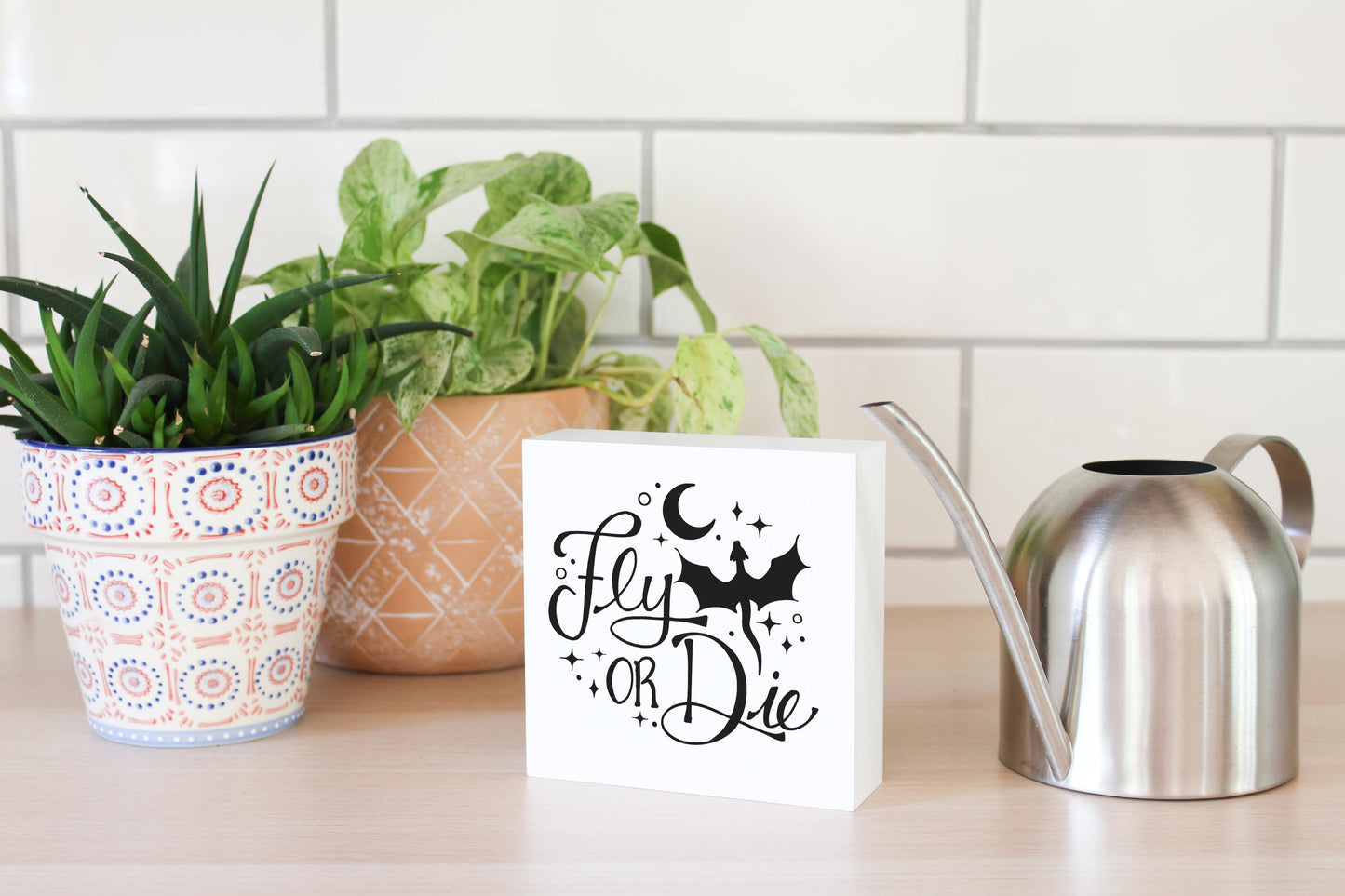 5x5 Wood Block-Fly Or Die -4