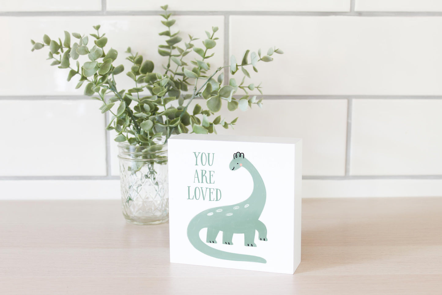 5x5 Wood Block-Dinosaur Nursery You Are Loved -2