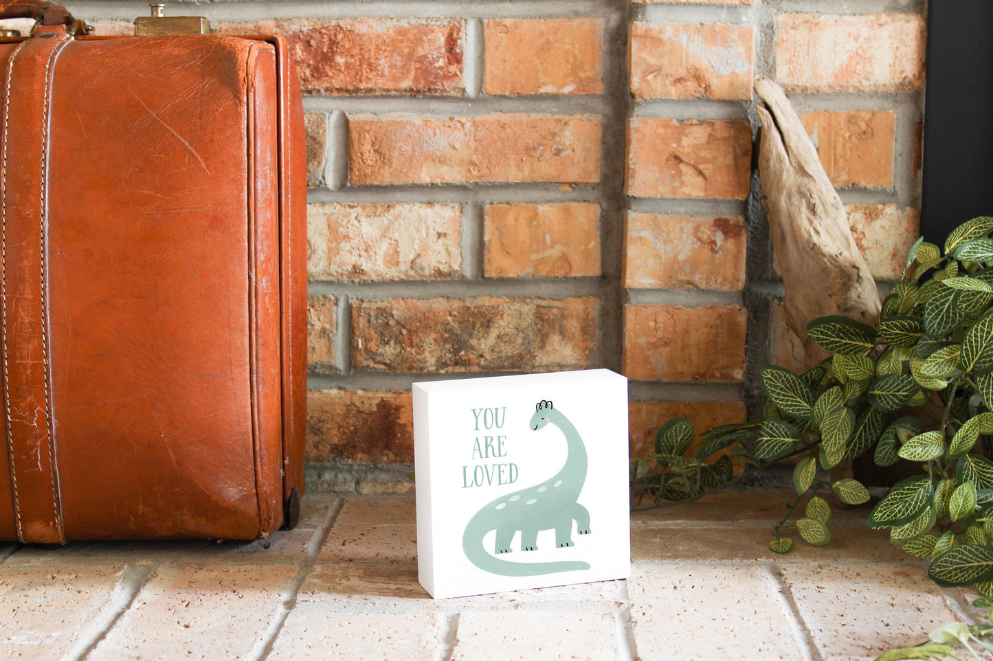 5x5 Wood Block-Dinosaur Nursery You Are Loved -3