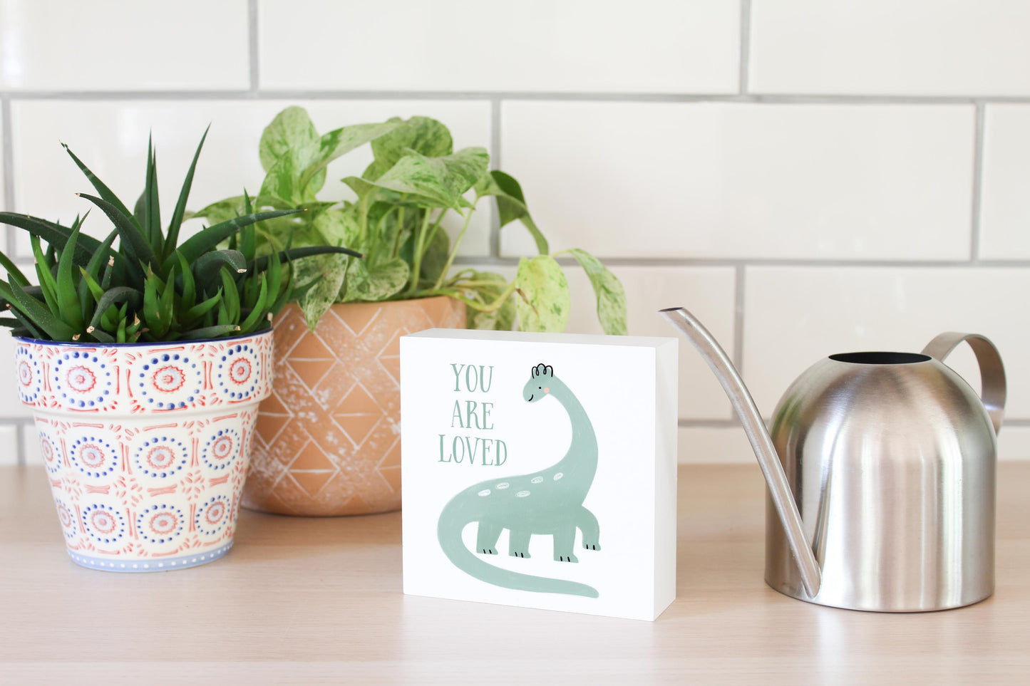 5x5 Wood Block-Dinosaur Nursery You Are Loved -4