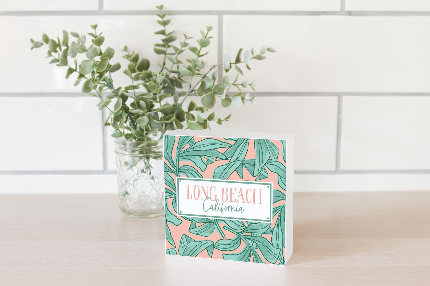 5x5 Wood Block-Love+Local Lush Tropics -2