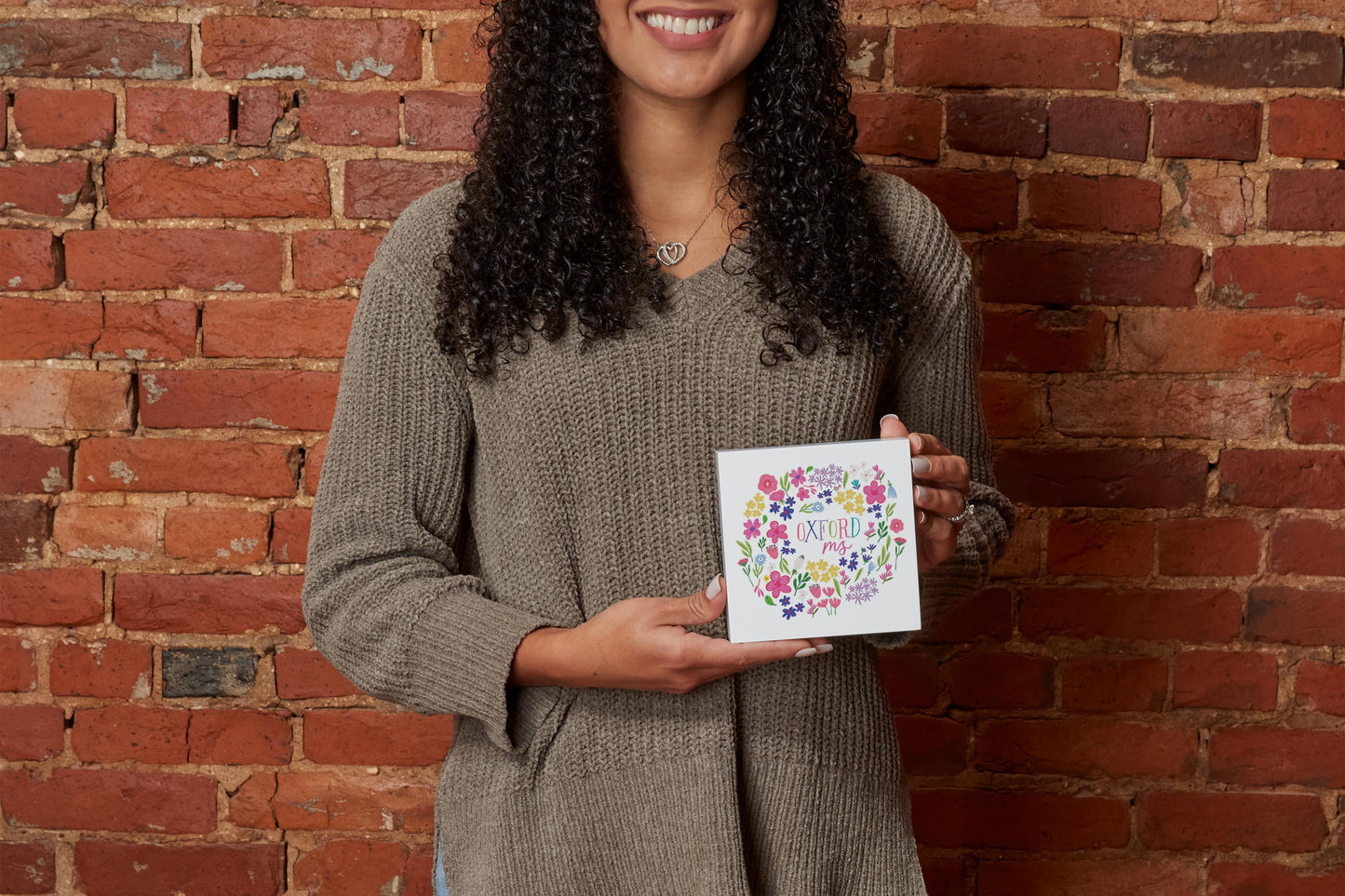 5x5 Wood Block-Flower Confetti City & State -1