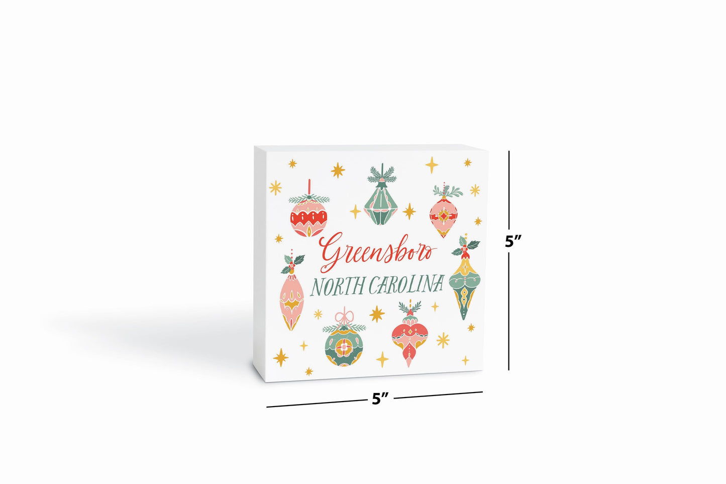 5x5 Wood Block-Ornament Gems