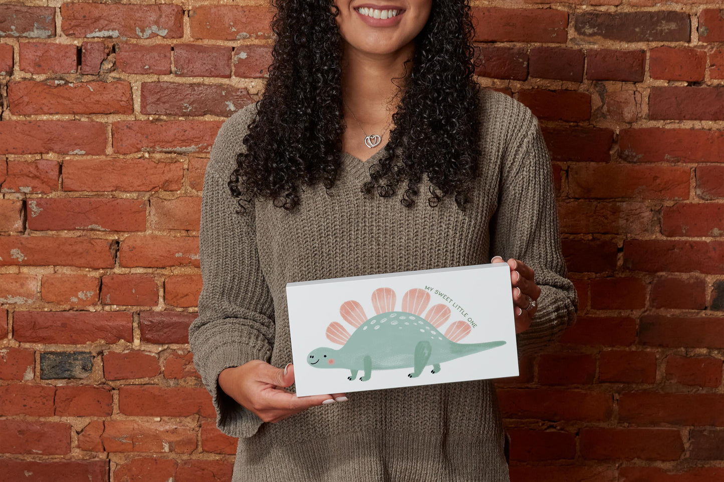 5x10 Wood Block Horizontal-Dinosaur Nursery My Sweet Little One -1