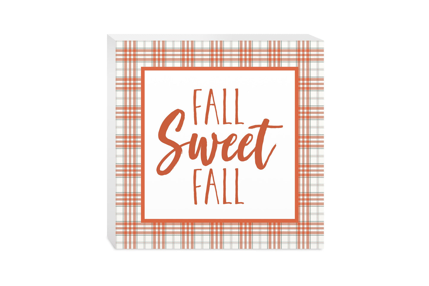 10x10 Wood Block-Fall Sweet Fall Orange Plaid
