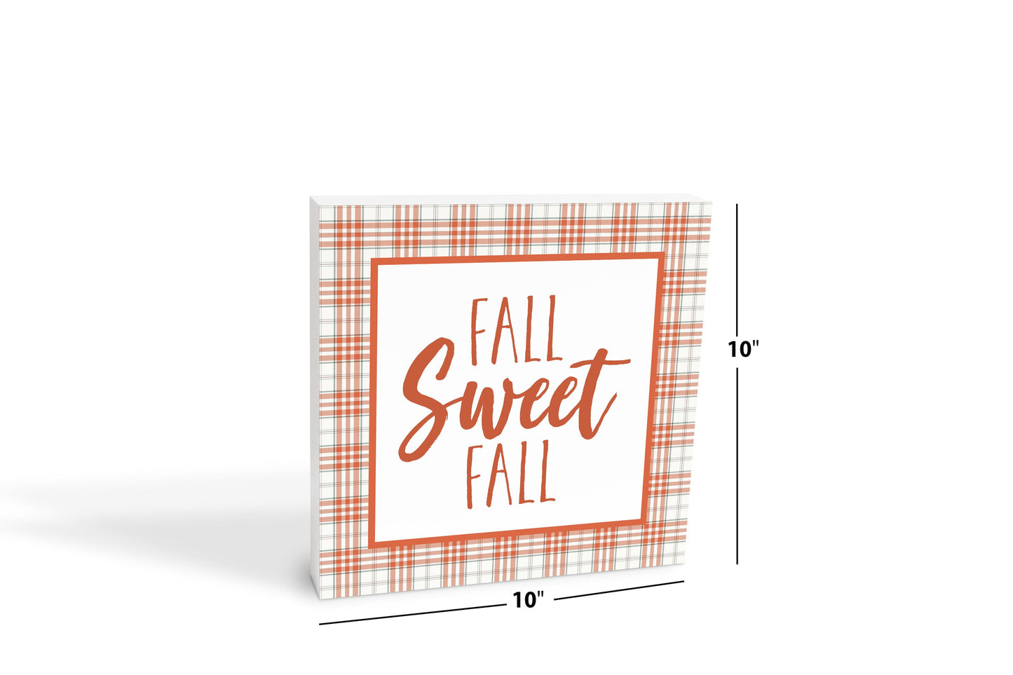 10x10 Wood Block-Fall Sweet Fall Orange Plaid