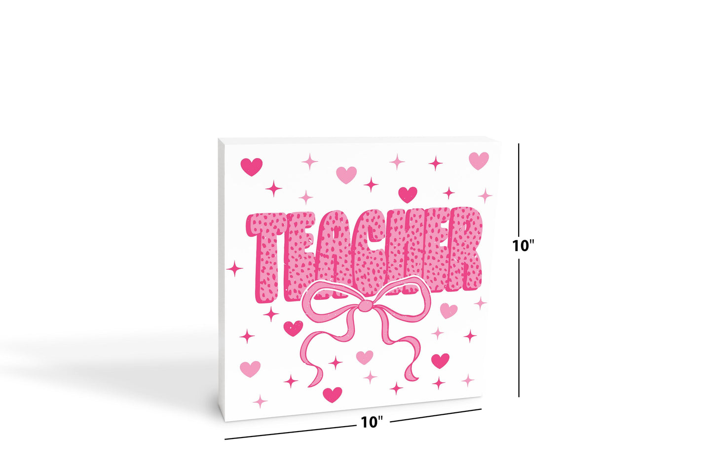 10x10 Wood Block-Classroom Coquette Teacher Hearts & Bow -6