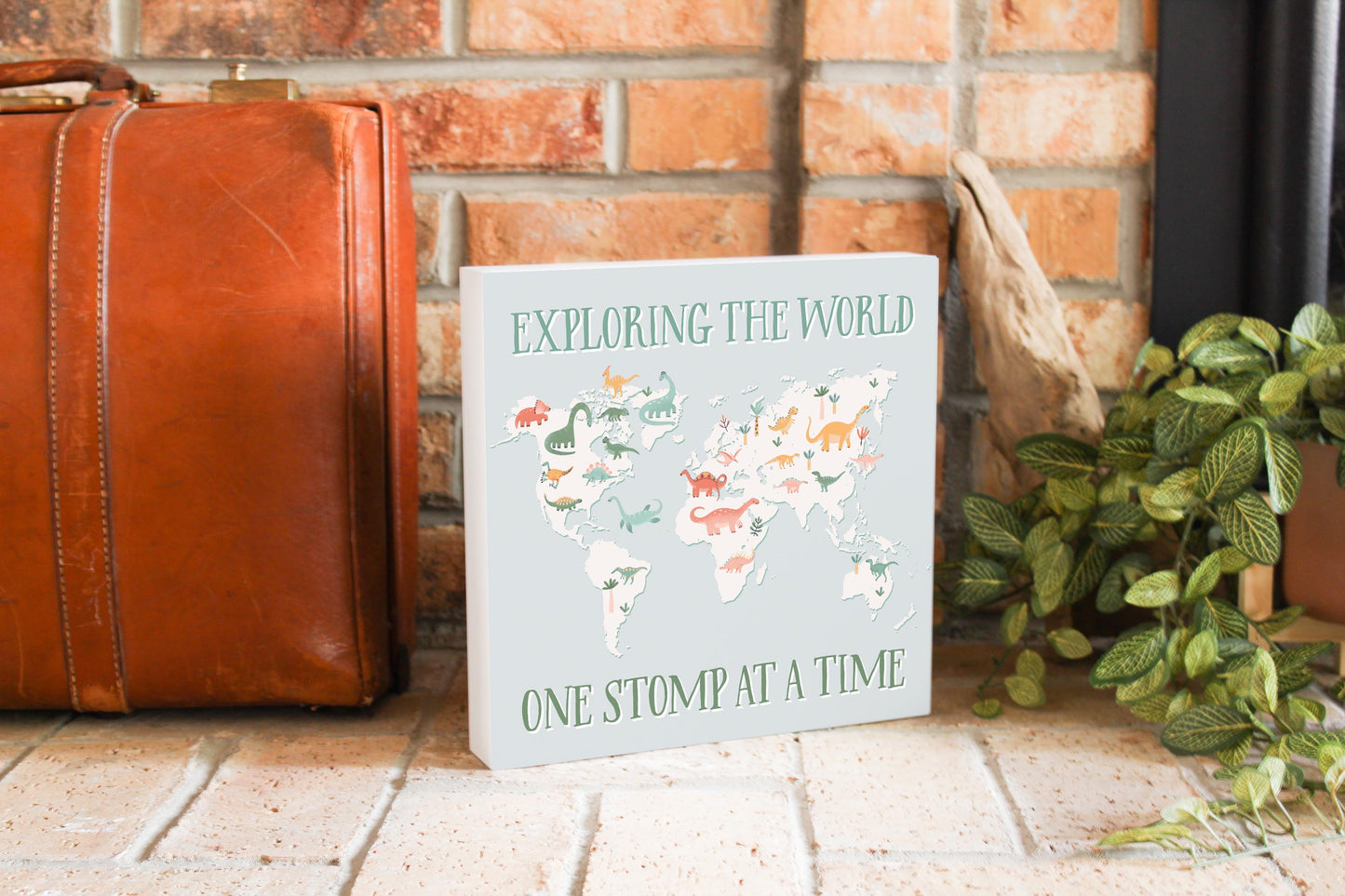 10x10 Wood Block-Dinosaur Nursery Exploring The World -3