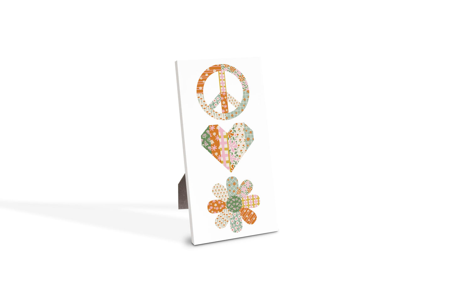 5x10 Wood Plaque-Spring Peace Love Flower