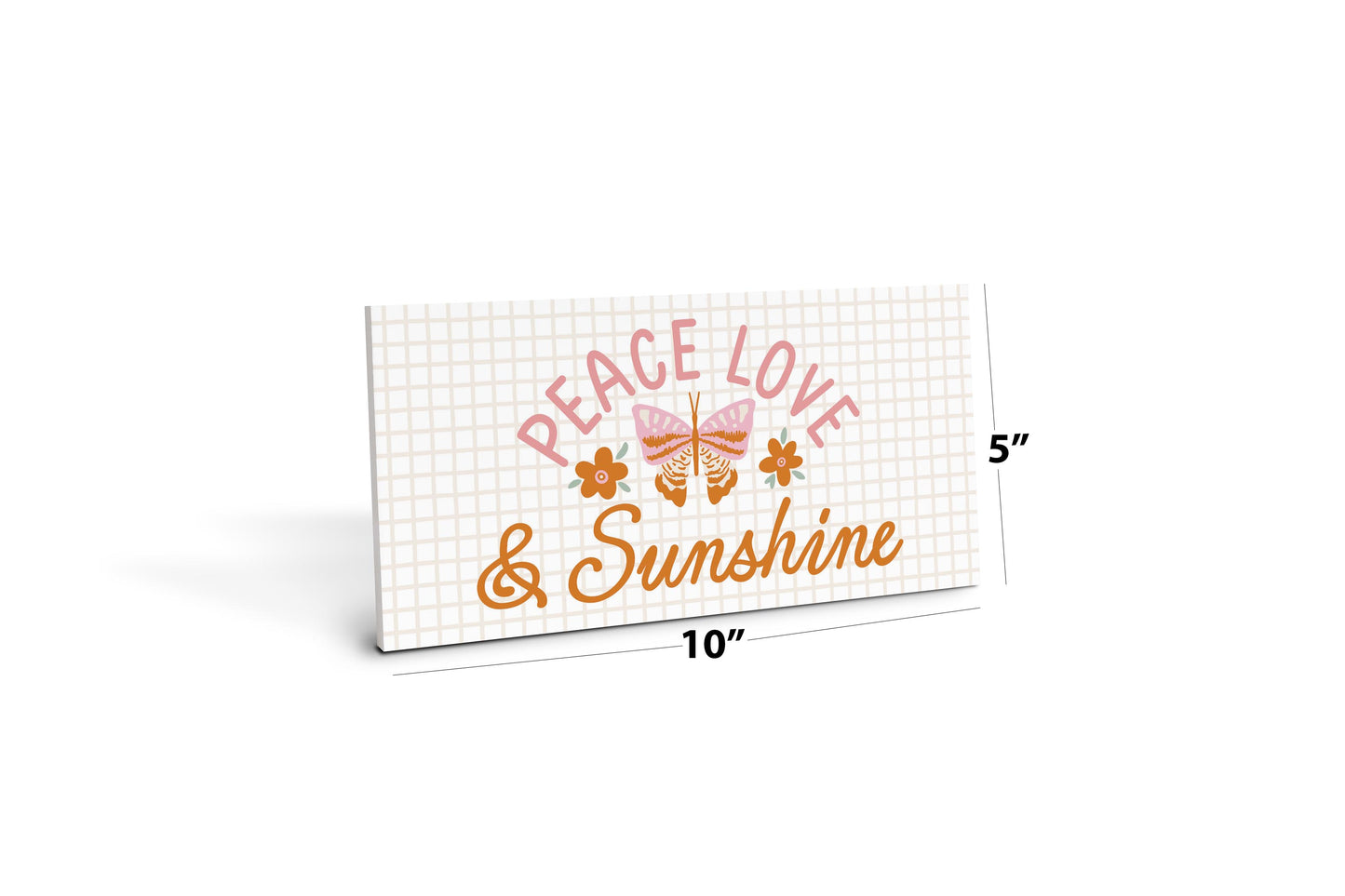 5x10 Wood Plaque Horizontal-Spring Peace Love & Sunshine