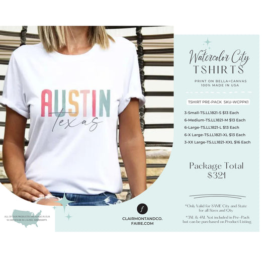 Graphic T-Shirt - Custom Watercolor City Pre-Pack