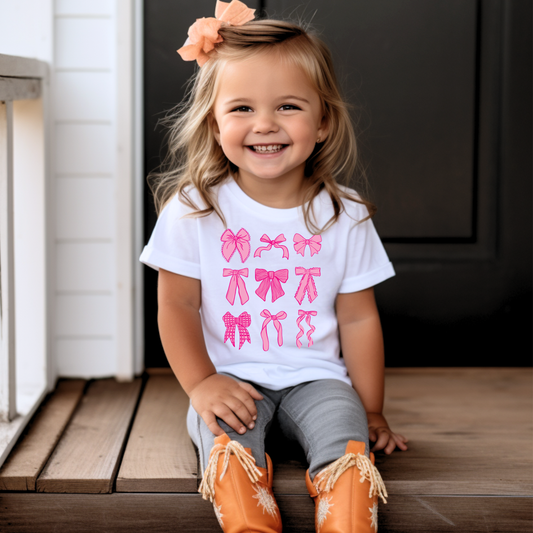 Preppy Bows Youth Graphic T-Shirt | Pink Preppy Bows