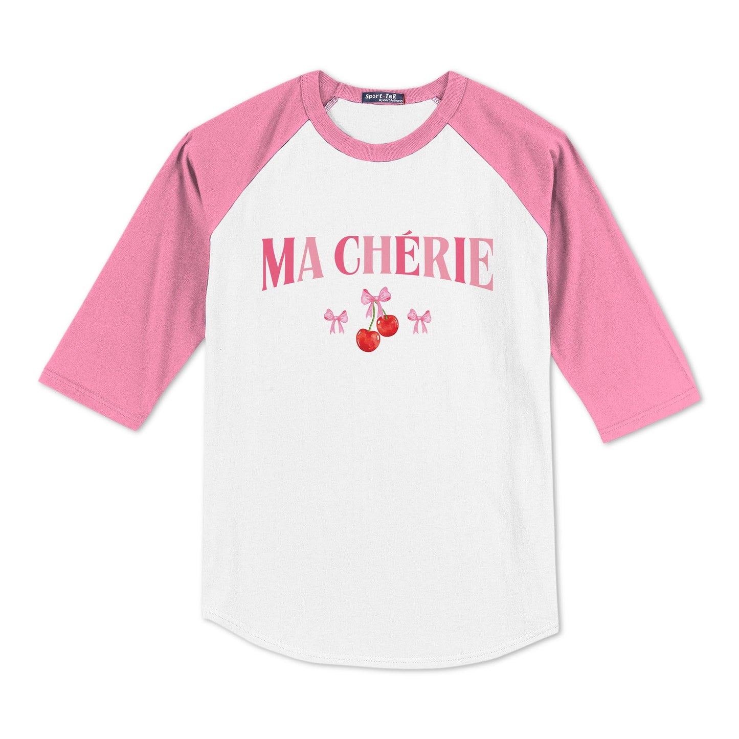 Sport-Tek® Youth Colorblock Raglan Pink/White-Ma Chérie