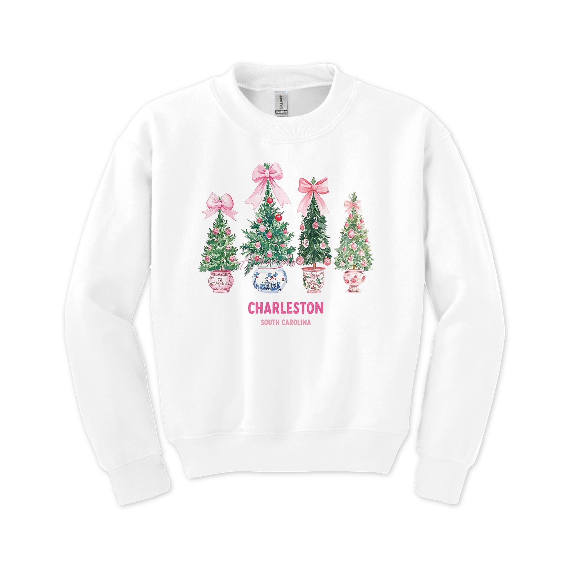 Gildan Youth Crewneck White-Love+Local Blush & Baubles - A Grand Millennial Christmas -0