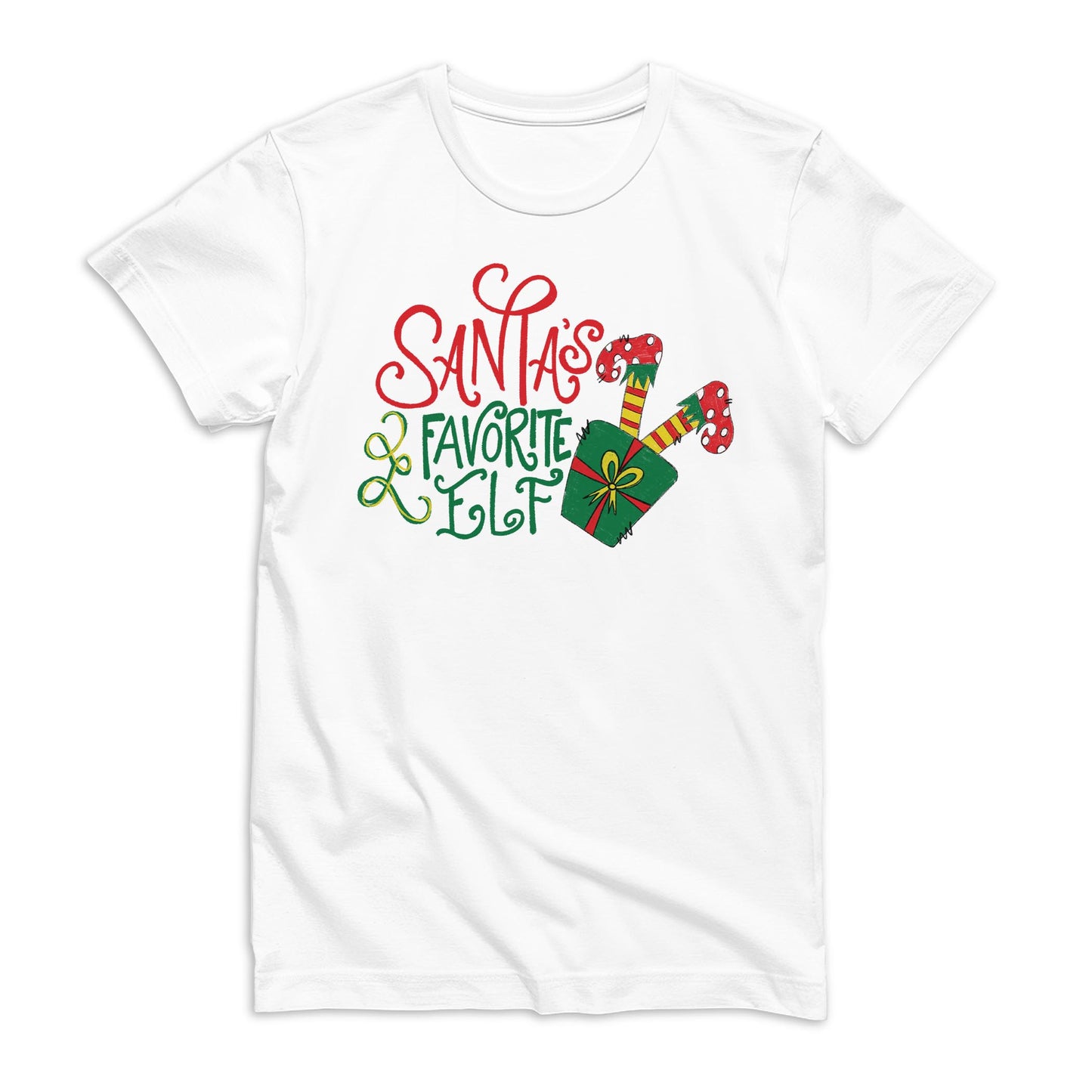 Bella Canvas Youth T-Shirt White-Santa's Favorite Elf
