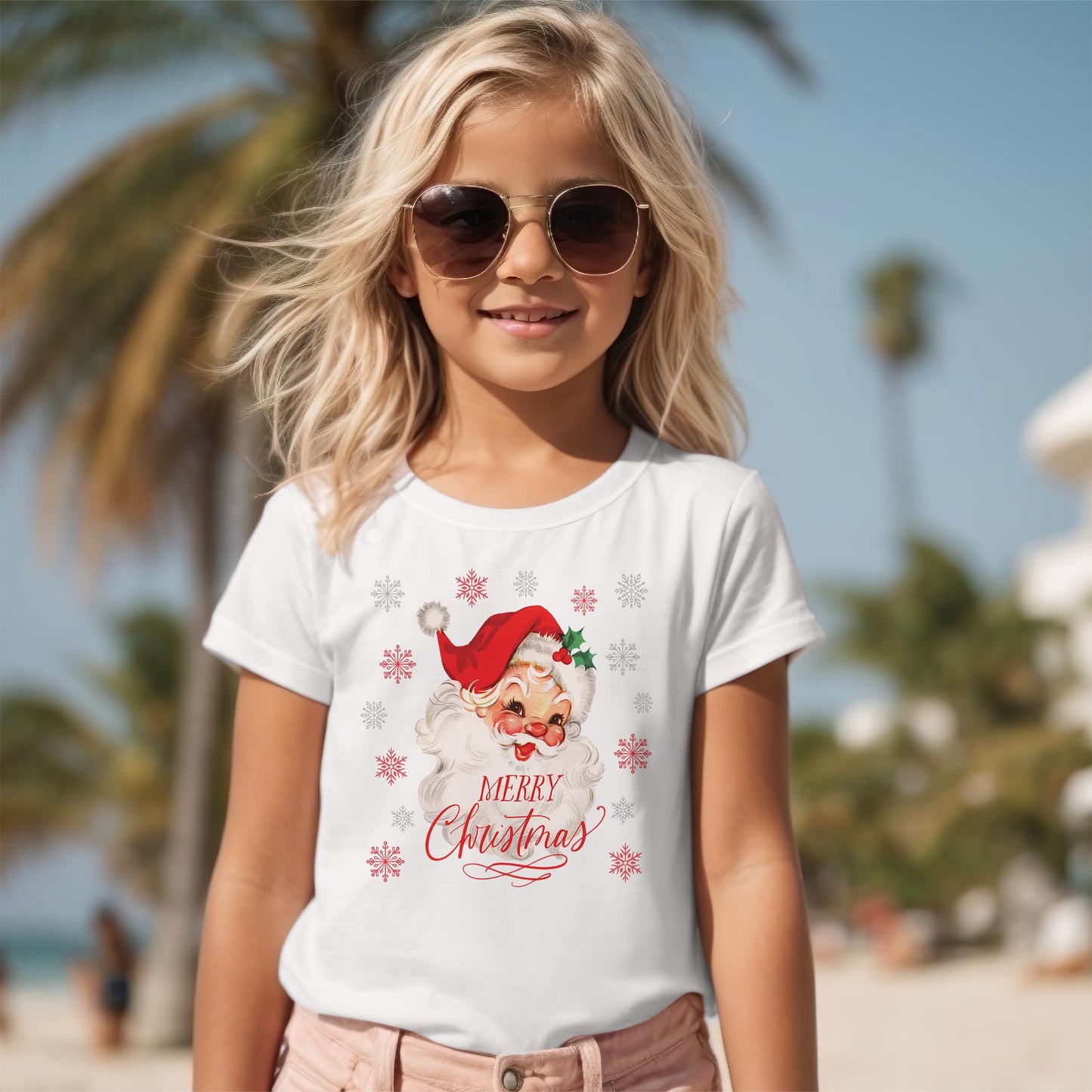Bella Canvas Youth T-Shirt White-Classic Santa