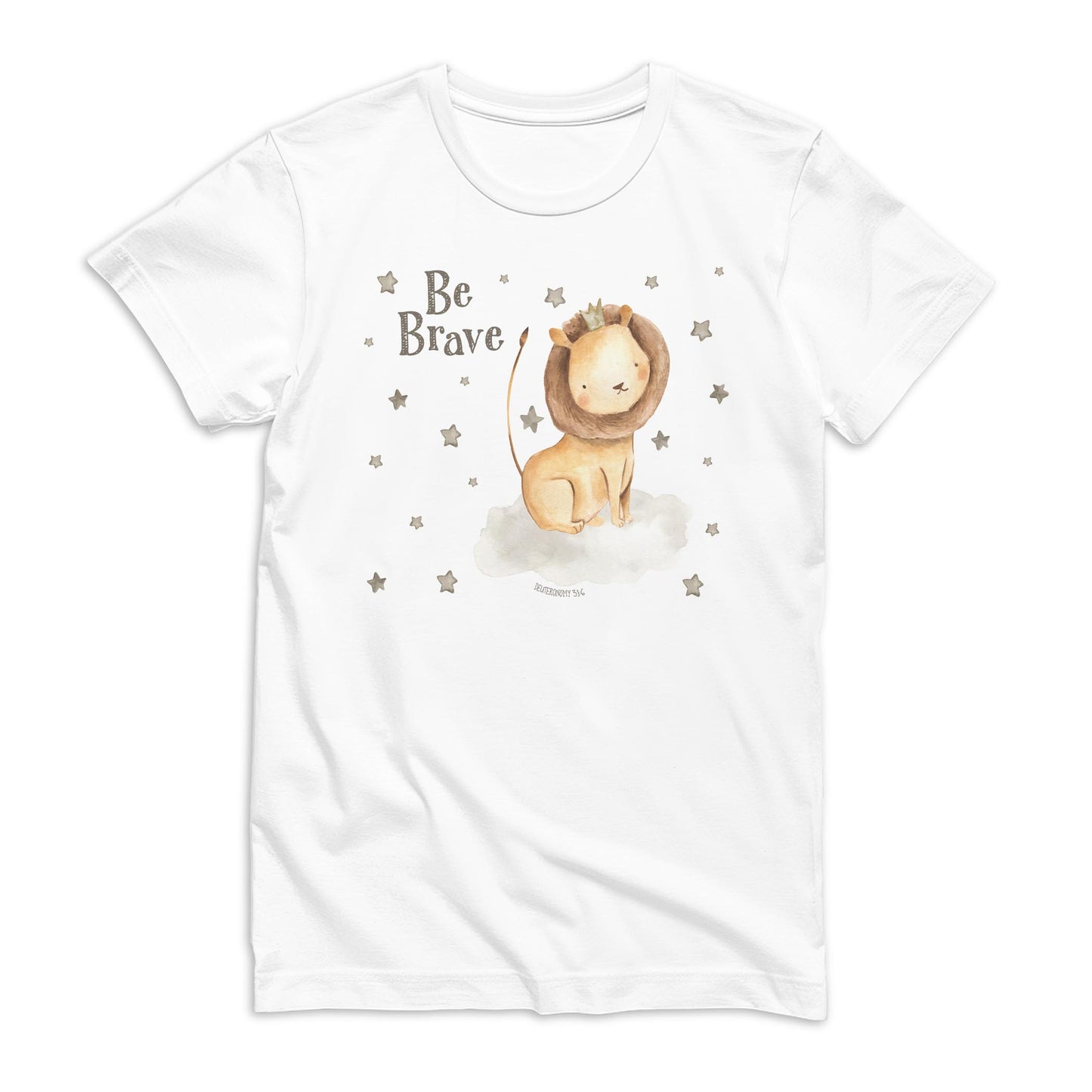 Bella Canvas Youth T-Shirt White-Be Brave Lion Stars