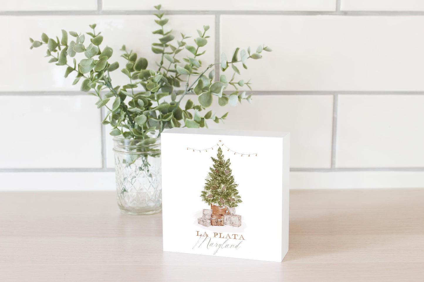 Love+Local 5x5 Wood Block | Cottage Tree