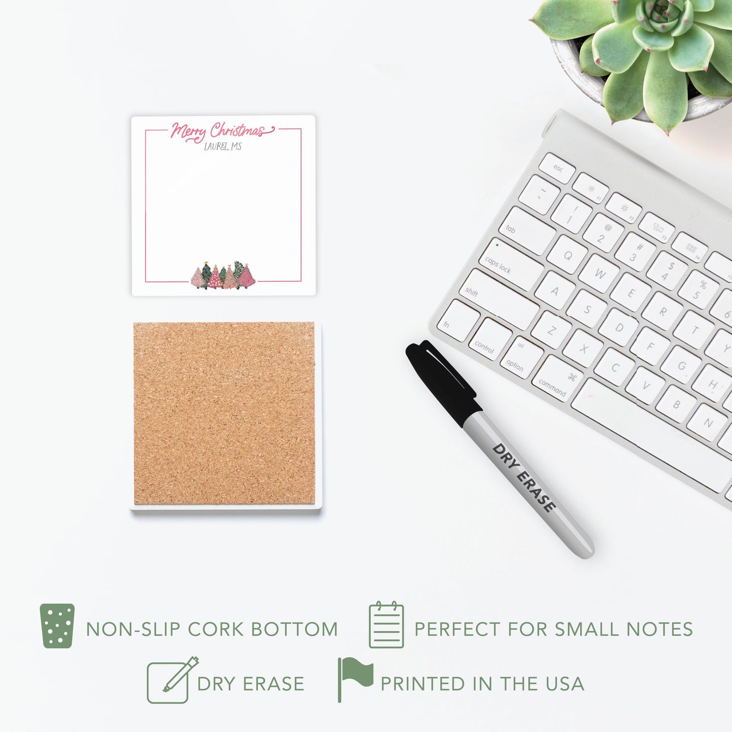 Love+Local 4x4 Dry Erase | Pink Christmas Trees