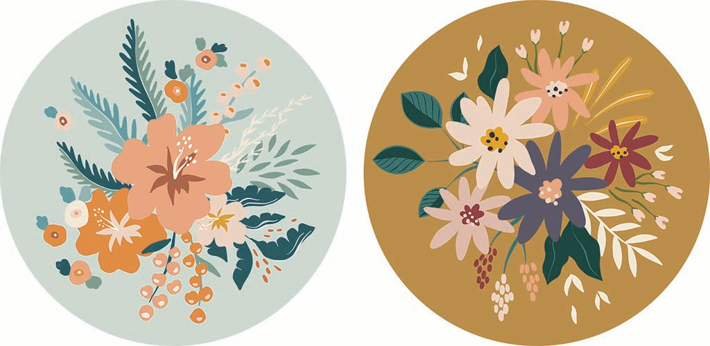 Car Coaster 2-Pack Kalia Lane-Vintage Florals Blue & Yellow -9