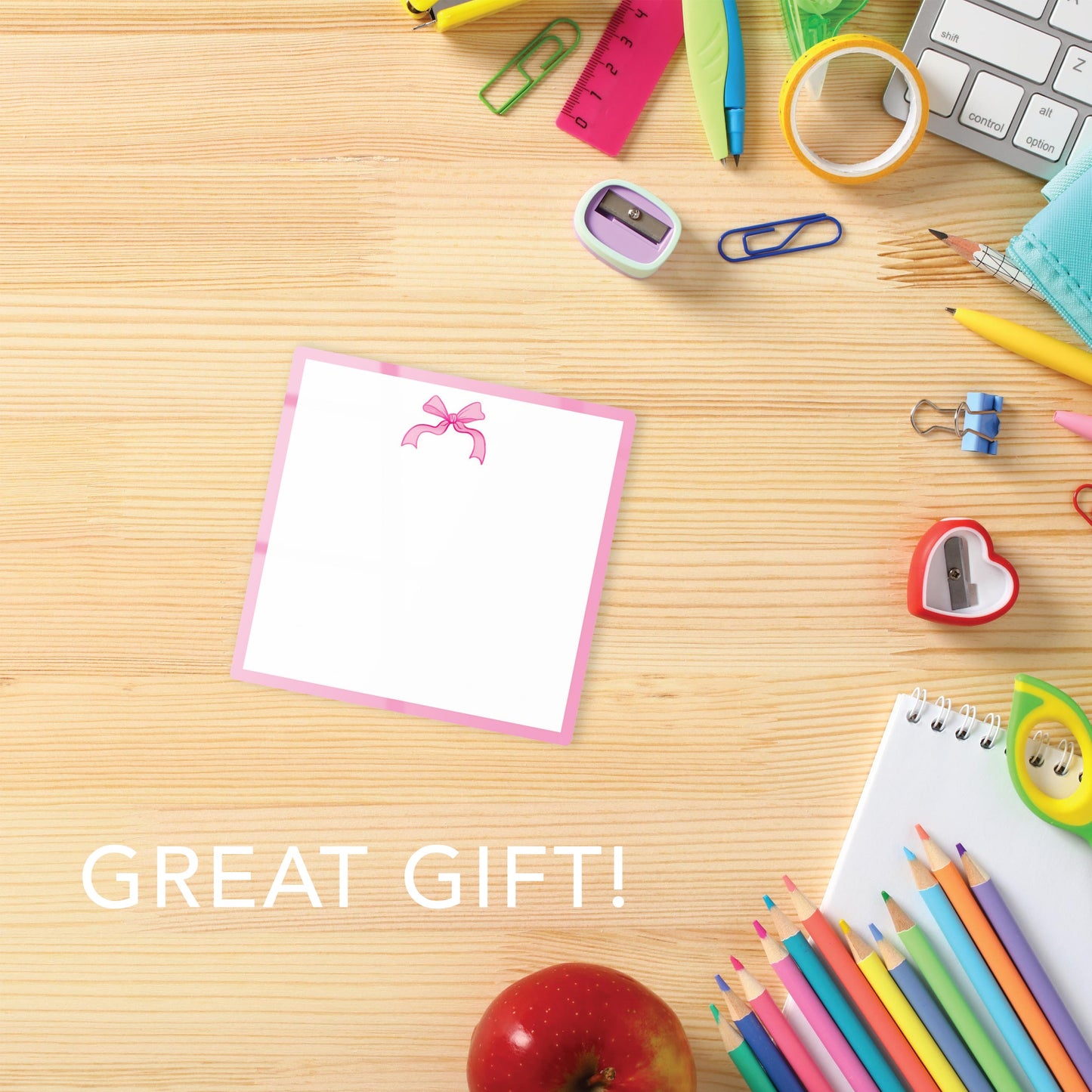Preppy Bows 4x4 Dry Erase | Pink Bow