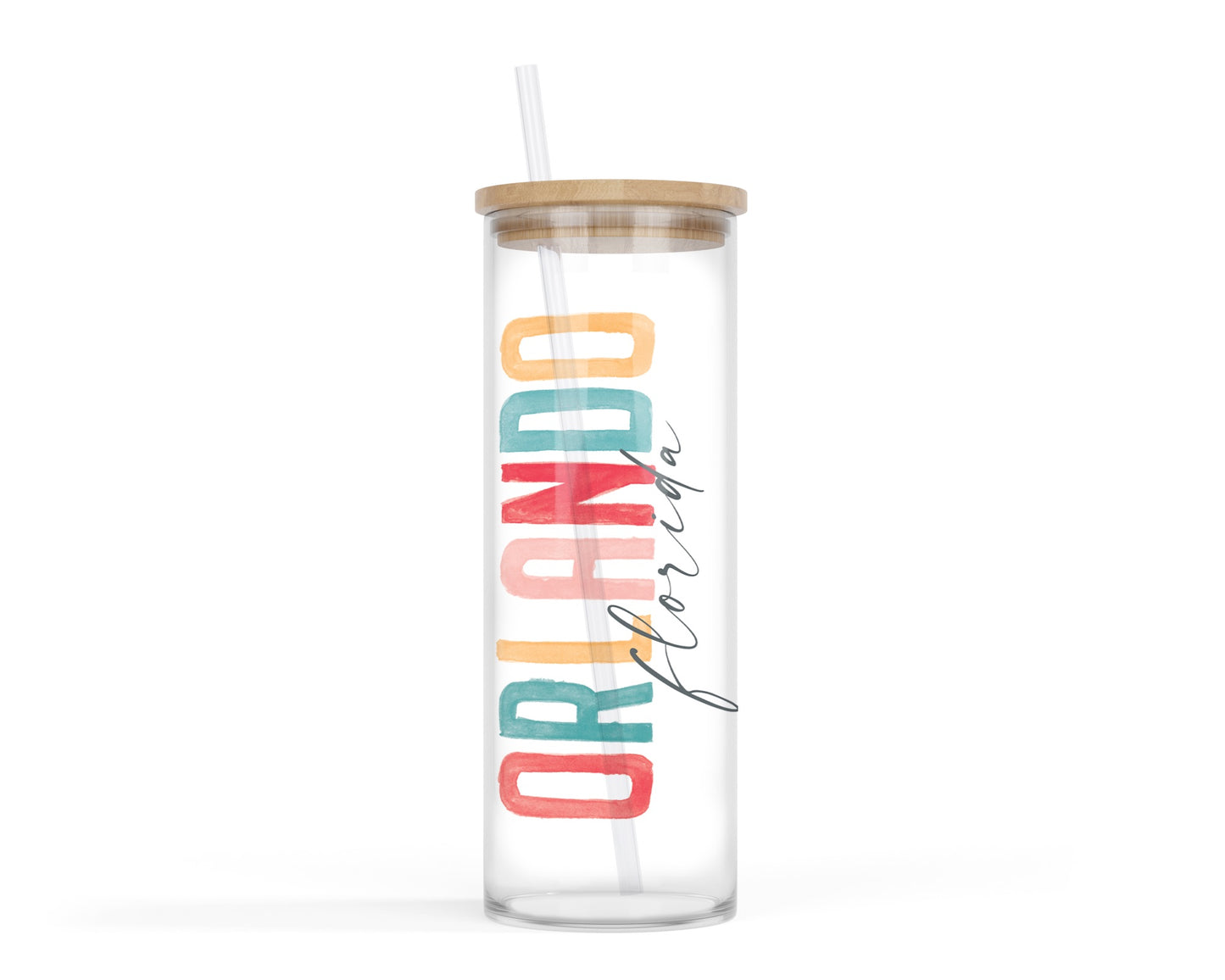 24oz Cold Brew Glass Watercolor City Orlando, FL
