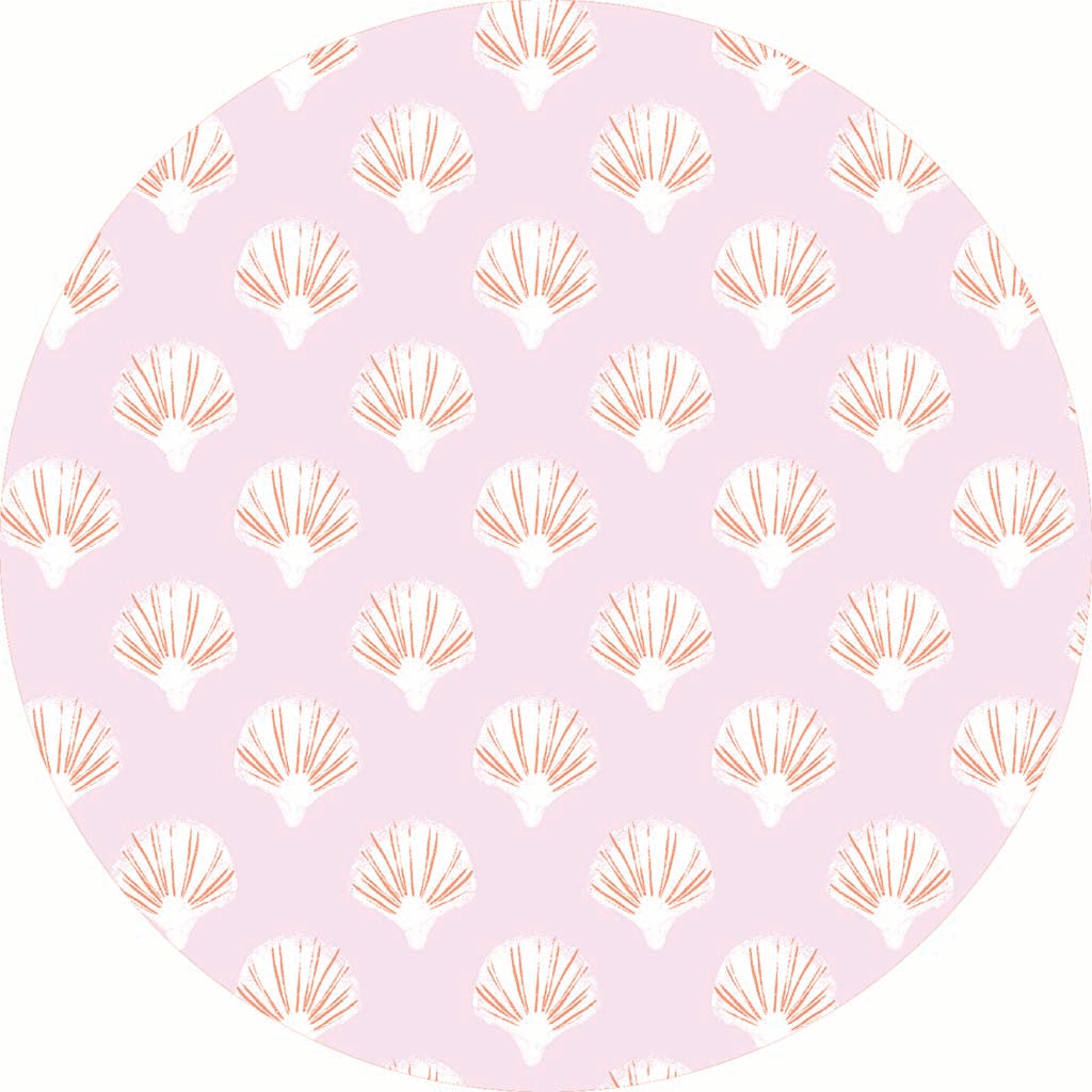 Ceramic Round Coaster-Pink Shell Pattern -7