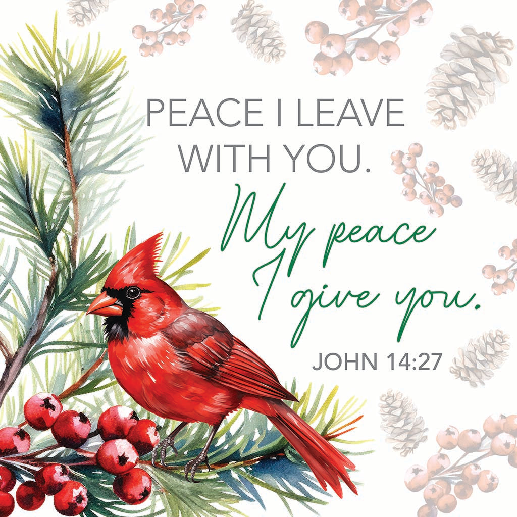 Ceramic Square Coaster-Cardinal Christmas Peace I Give You -7