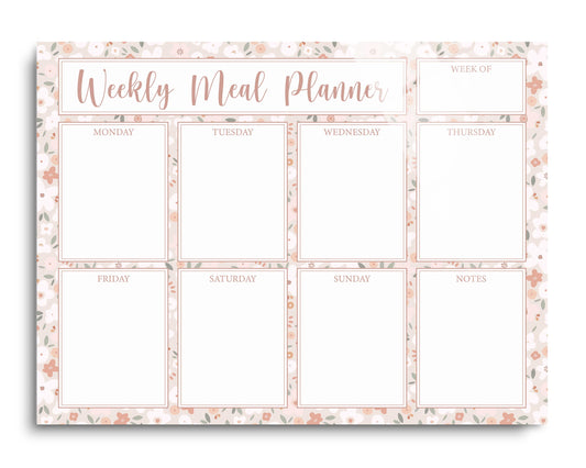 Weekly Meal Planner Cute Floral