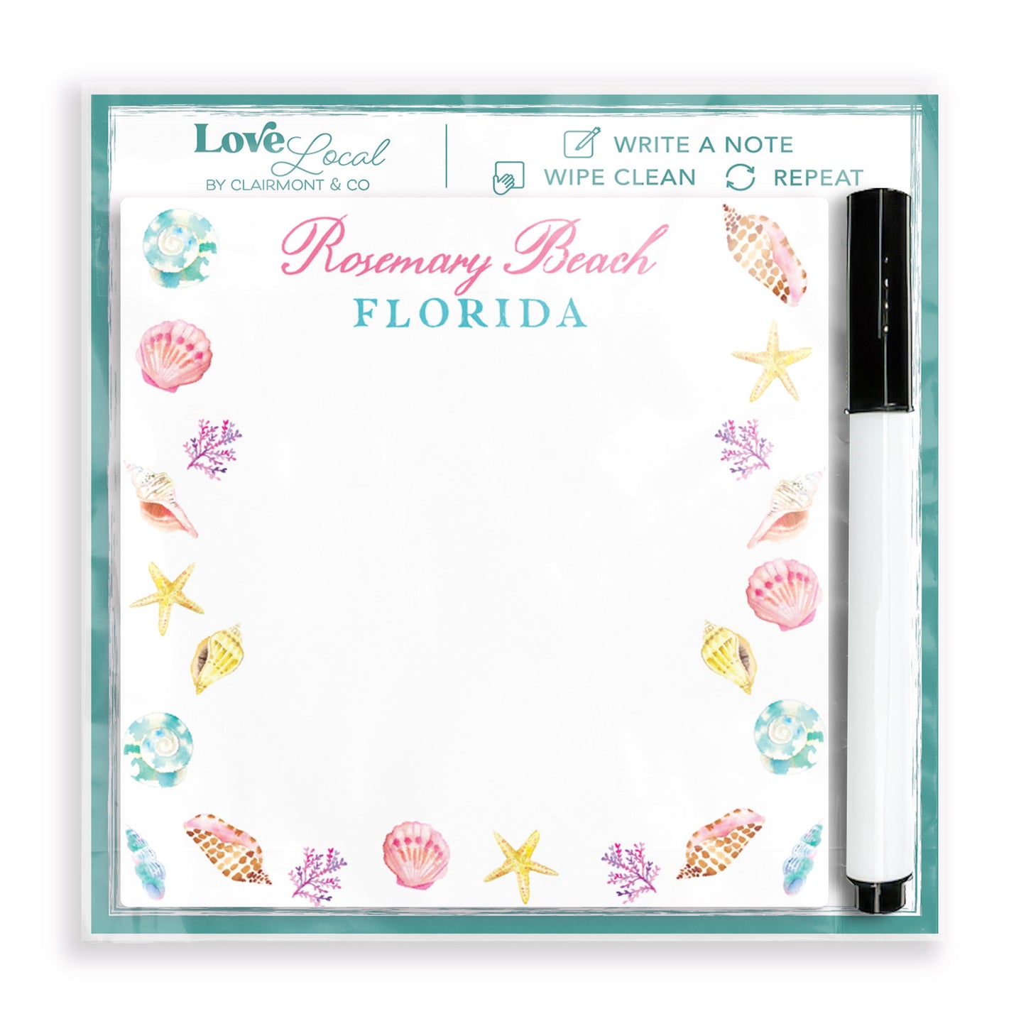 Love+Local 4x4 Dry Erase | Shells & Shoreline