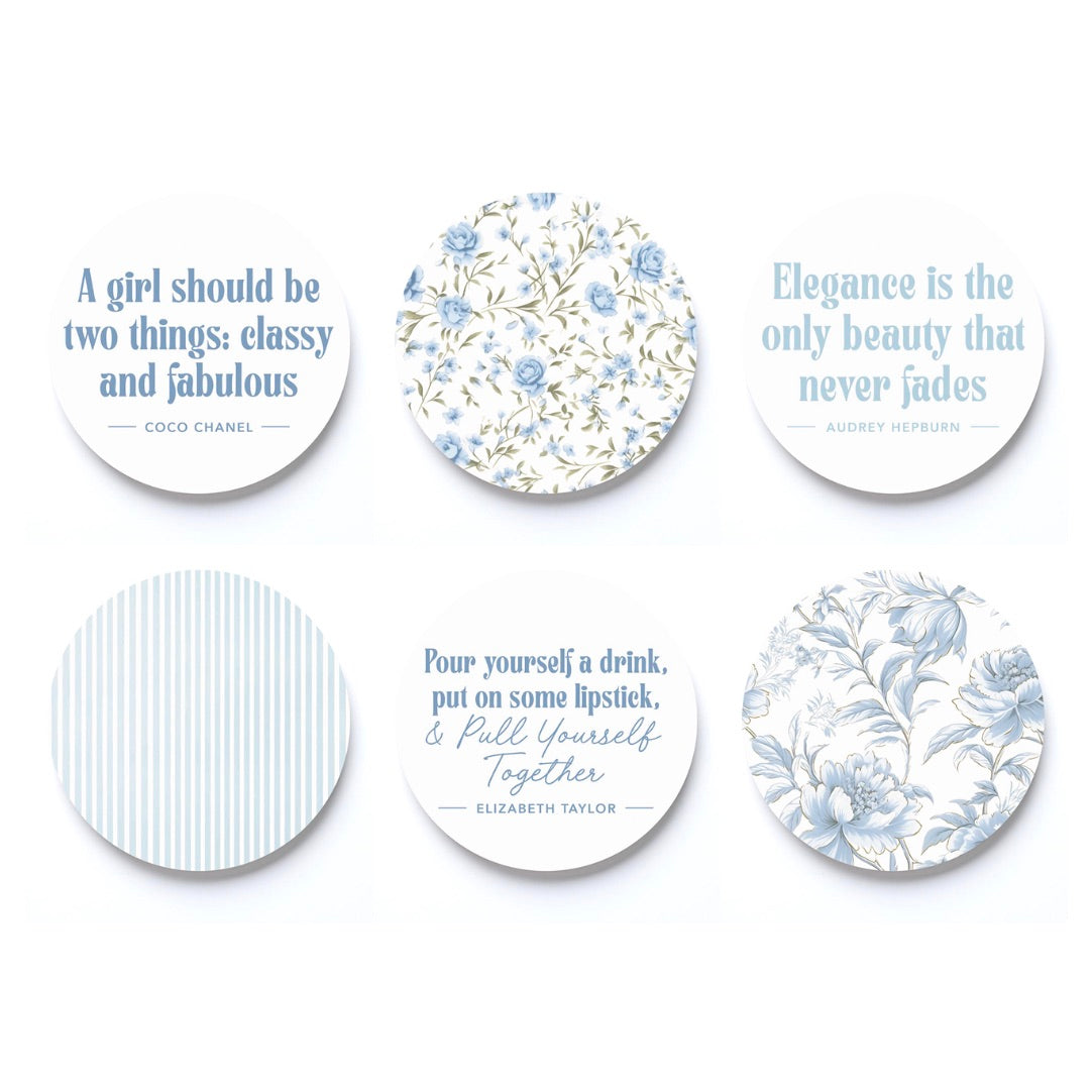 Chinoiserie Chic Car Coaster Pre-Pack 6 Style