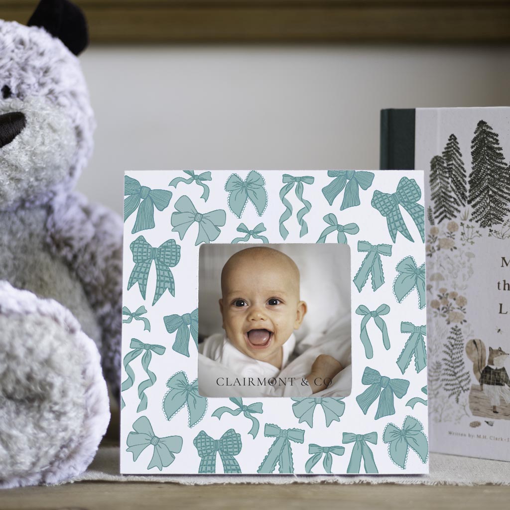 Preppy Bows 4x4 Picture Frame | Blue Preppy Bows