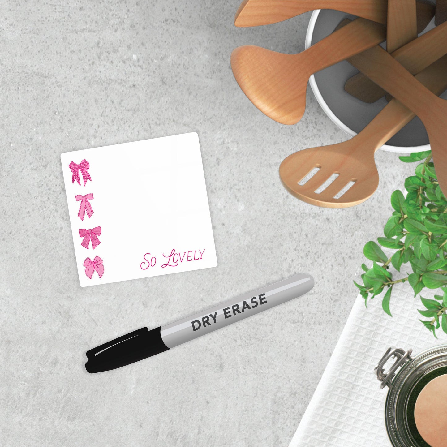 Preppy Bows 4x4 Dry Erase | Pink Bow So Lovely