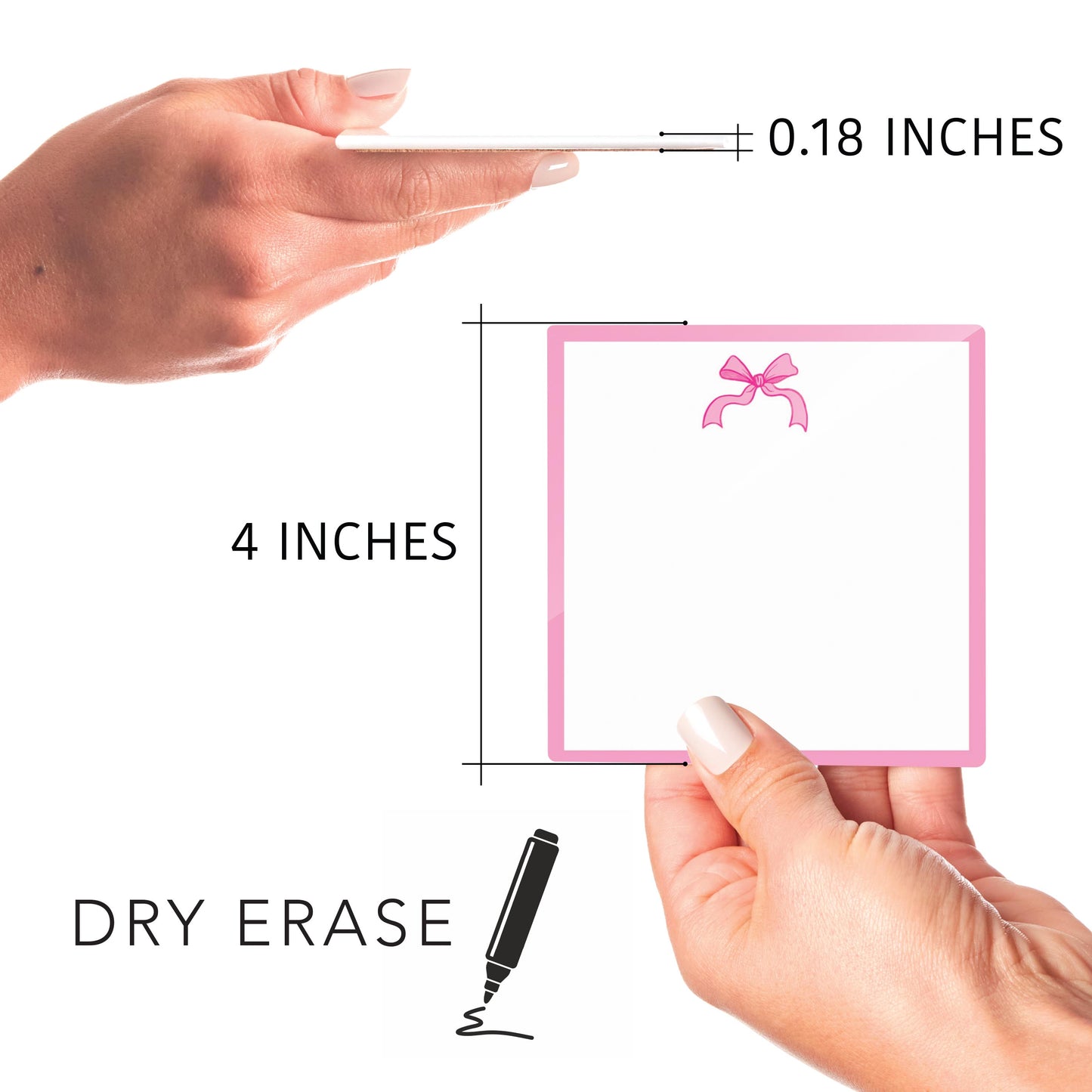 Preppy Bows 4x4 Dry Erase | Pink Bow