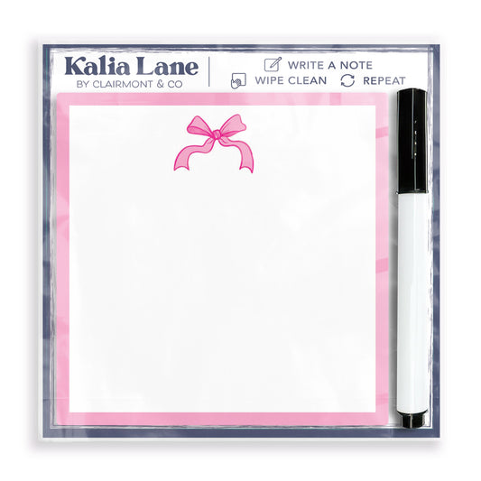 Preppy Bows 4x4 Dry Erase | Pink Bow