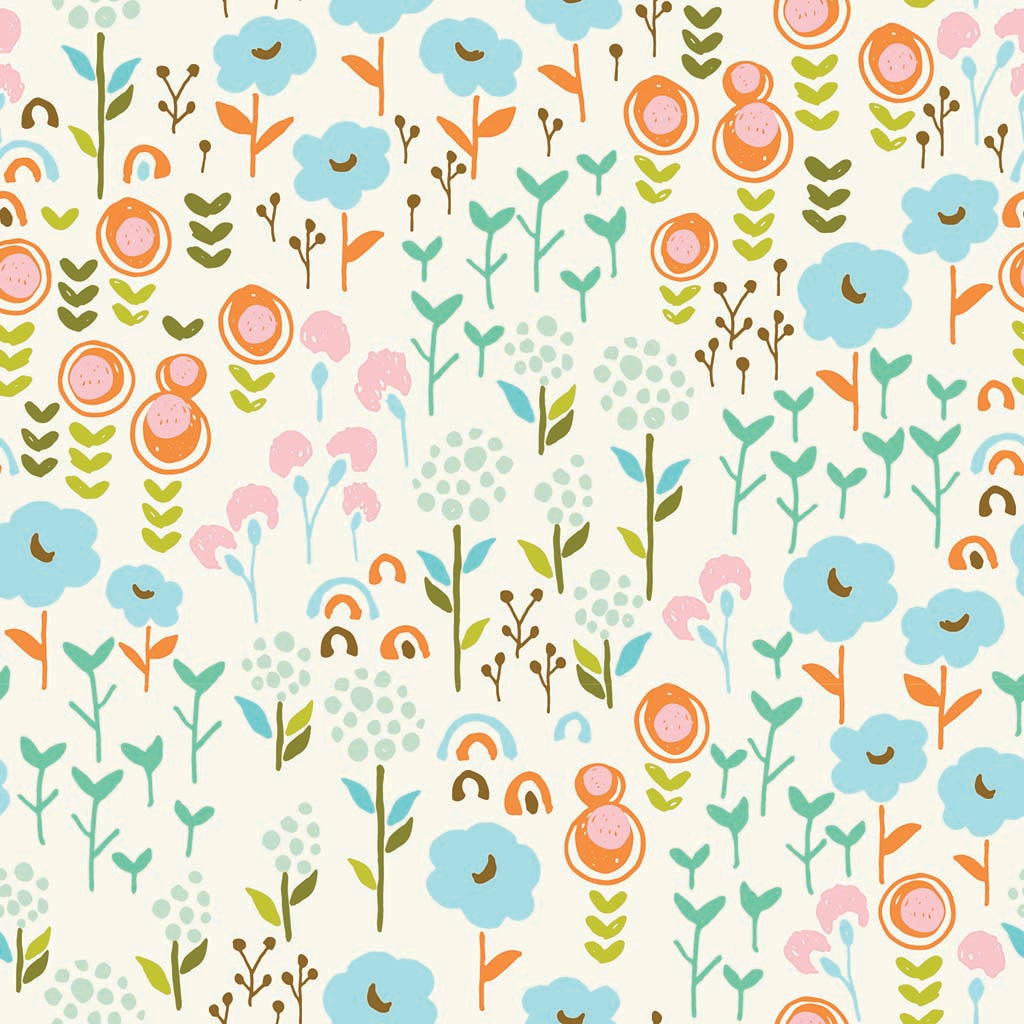 Car Coaster-Bright Whimsical Floral Pattern -7