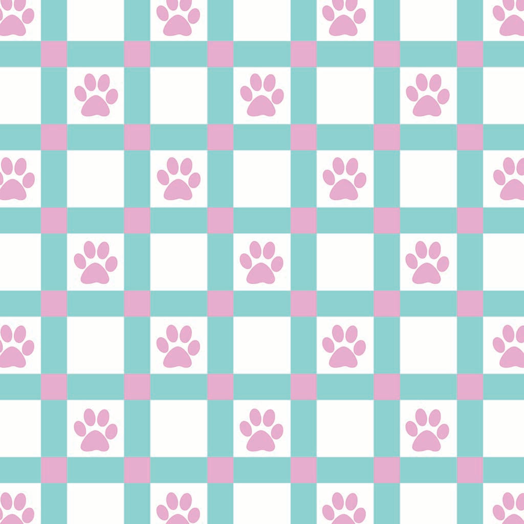 Ceramic Square Coaster-Checker Paw Print Pattern -7