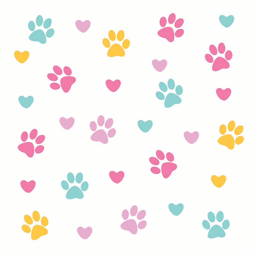 Car Coaster-Colorful Heart & Paw Print Pattern -7