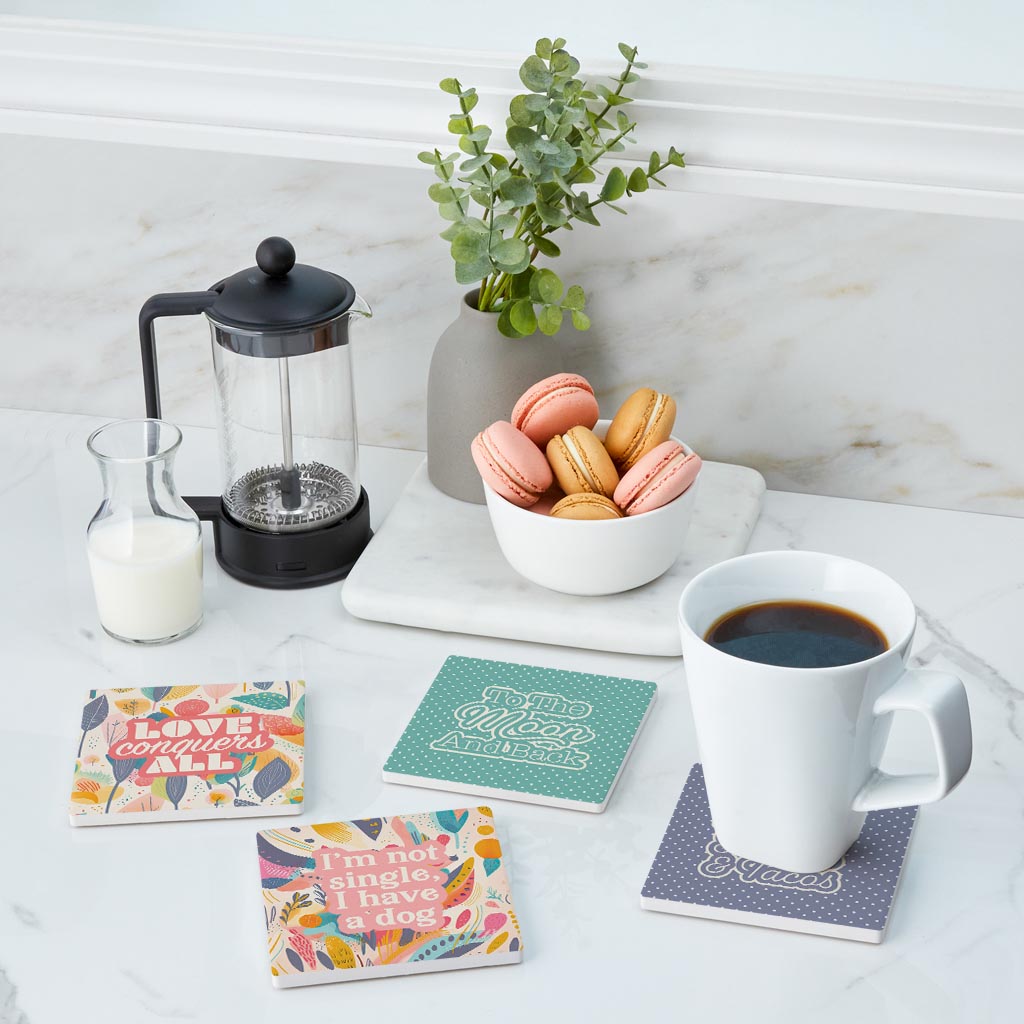 Valentine's Offset Square Coaster Set | 4x4