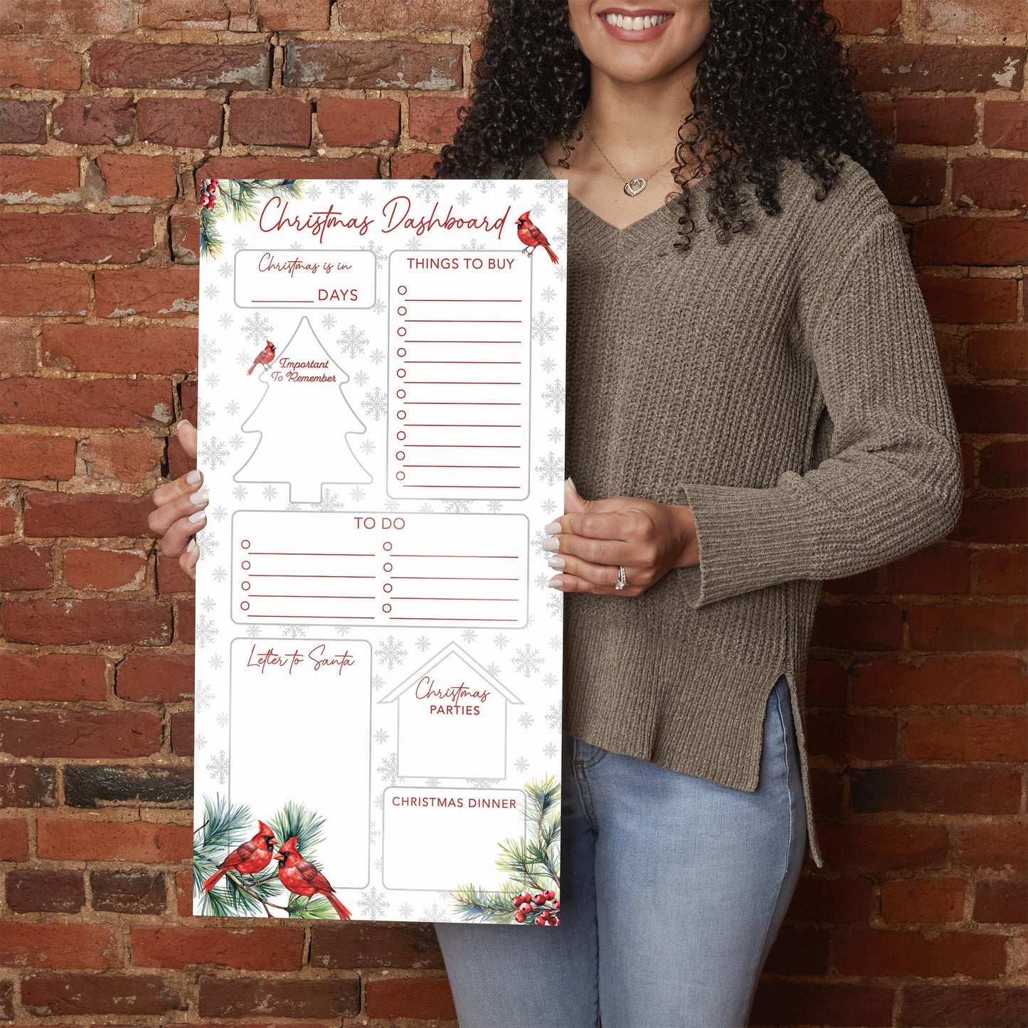 Classic Cardinals Christmas Dashboard | 12x24