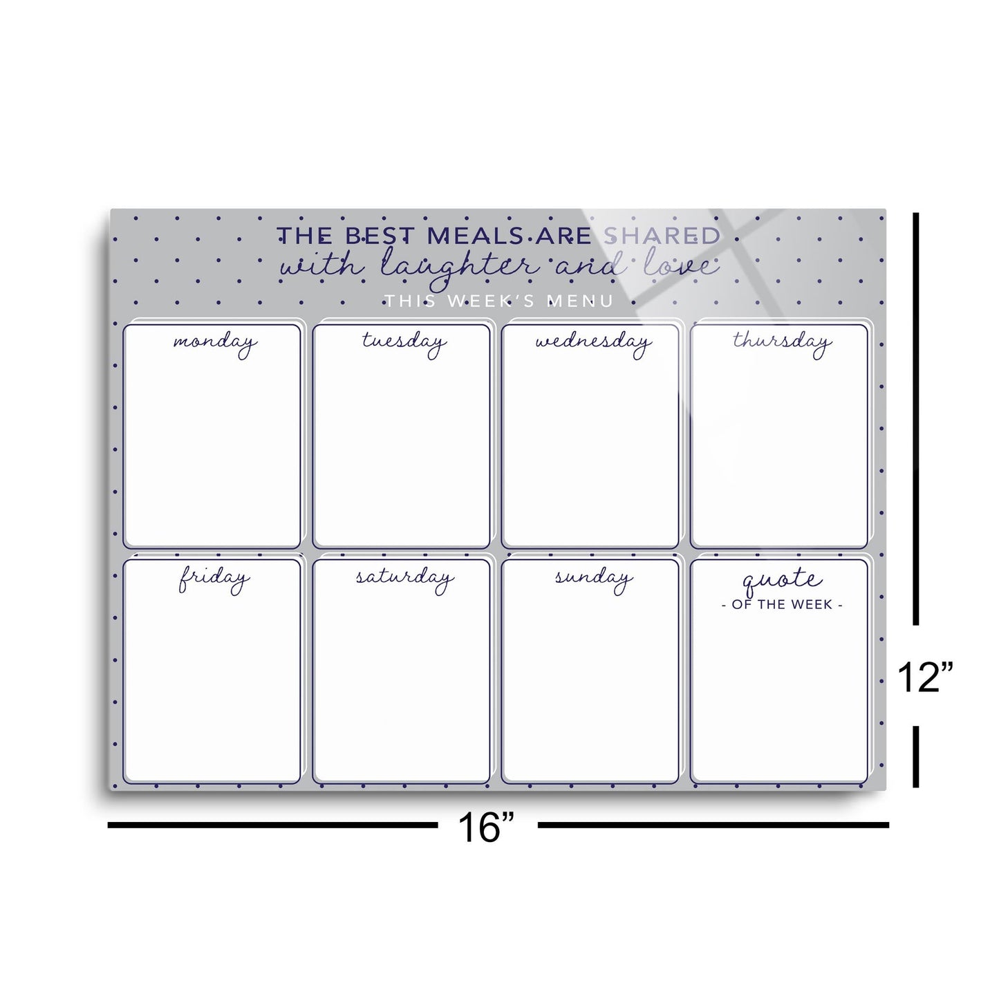 Grey Polka Dot Weekly Menu | 16x12