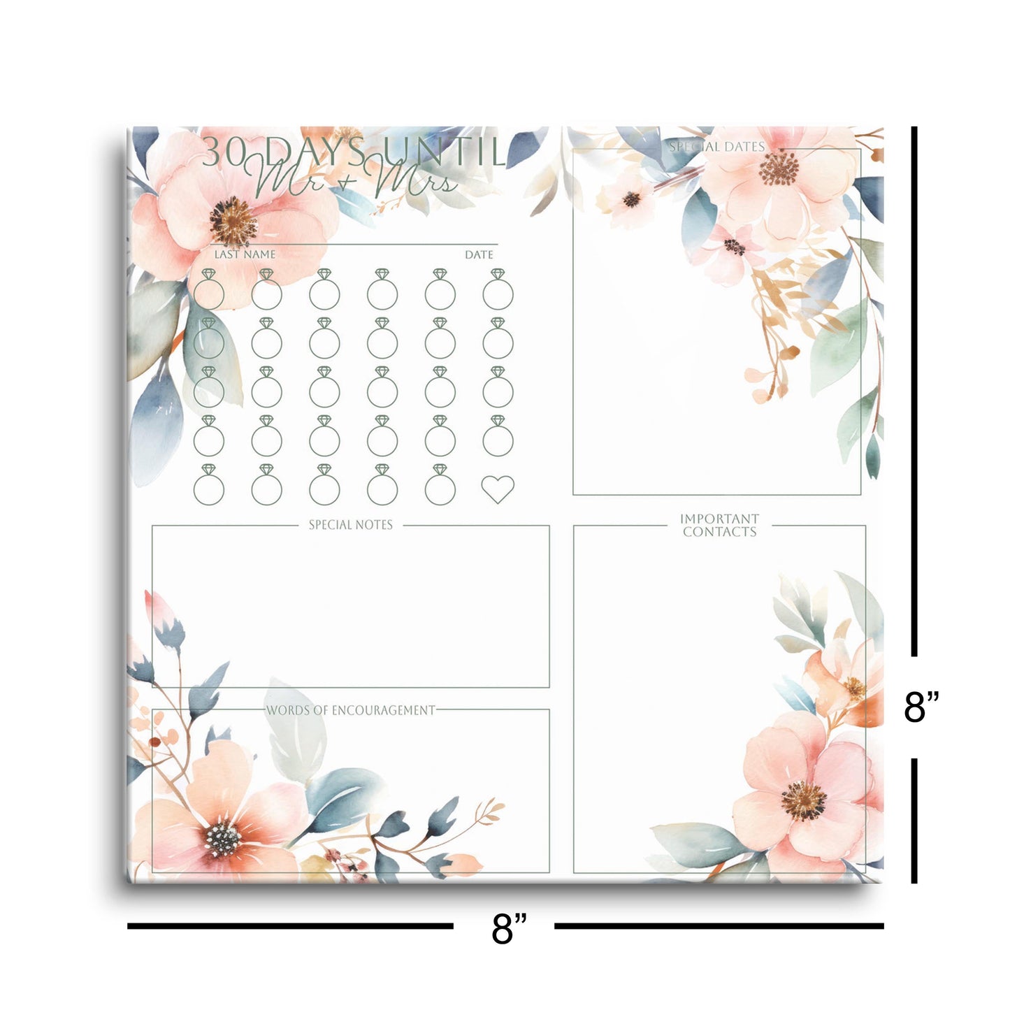 Floral Wedding Tracker | 8x8