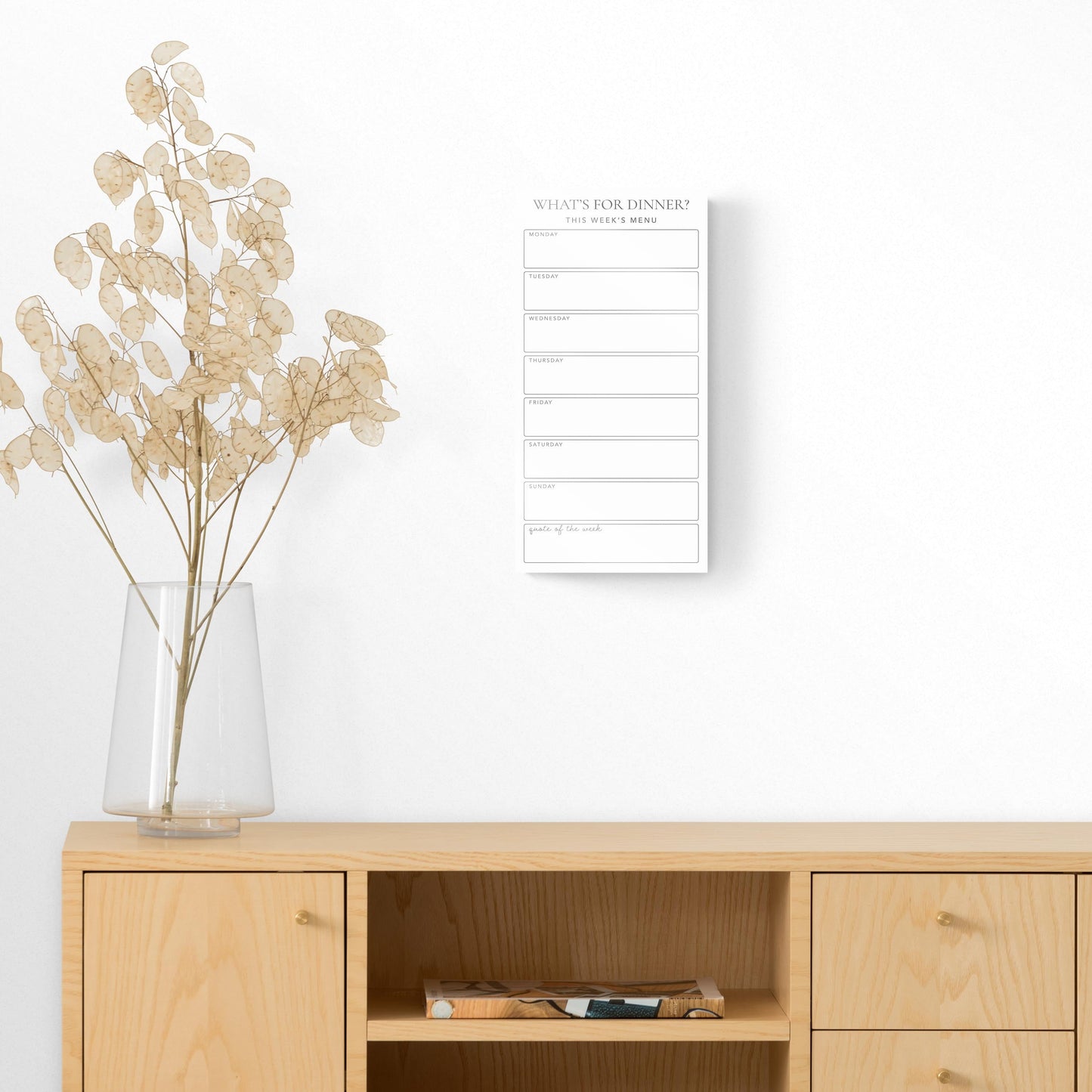 Minimalistic White What's For Dinner Menu Board | 8x16