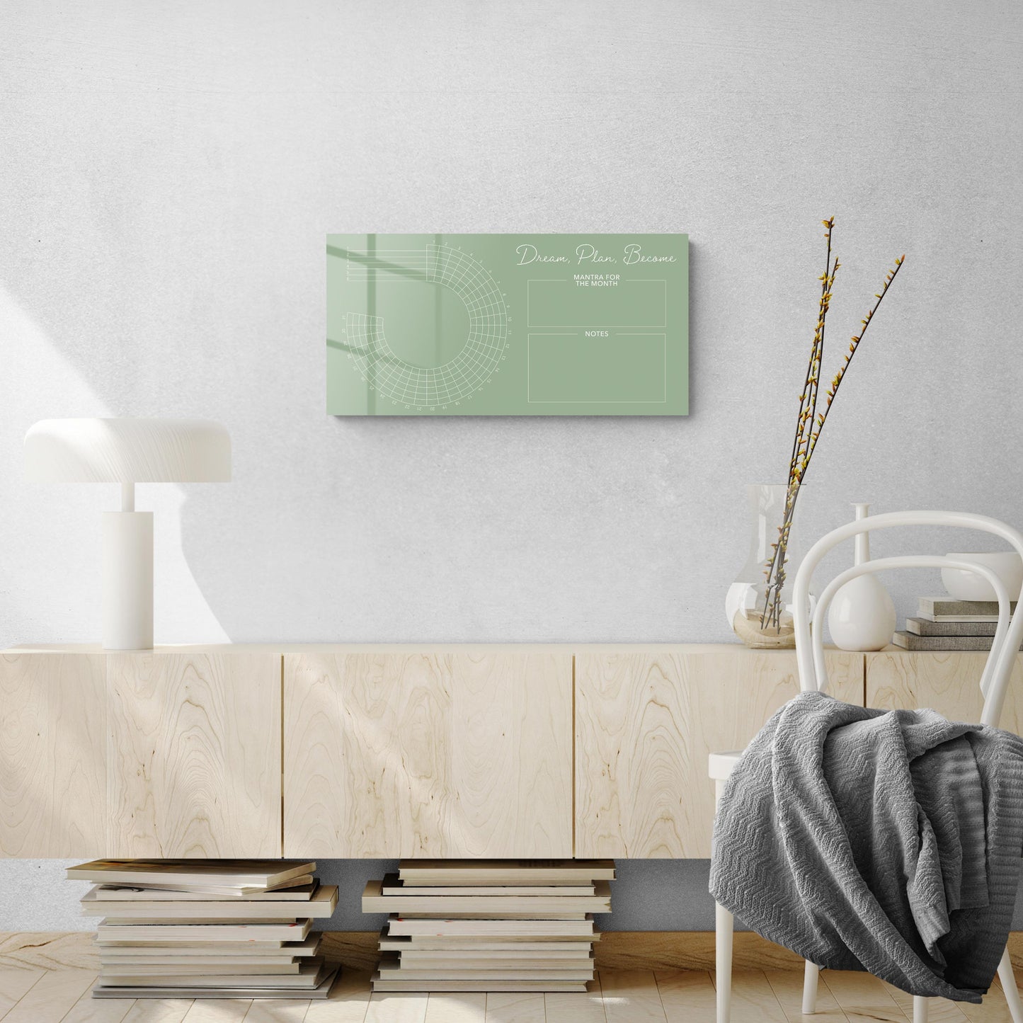 Minimalistic Sage Green Self Care Habit Tracker | 24x12