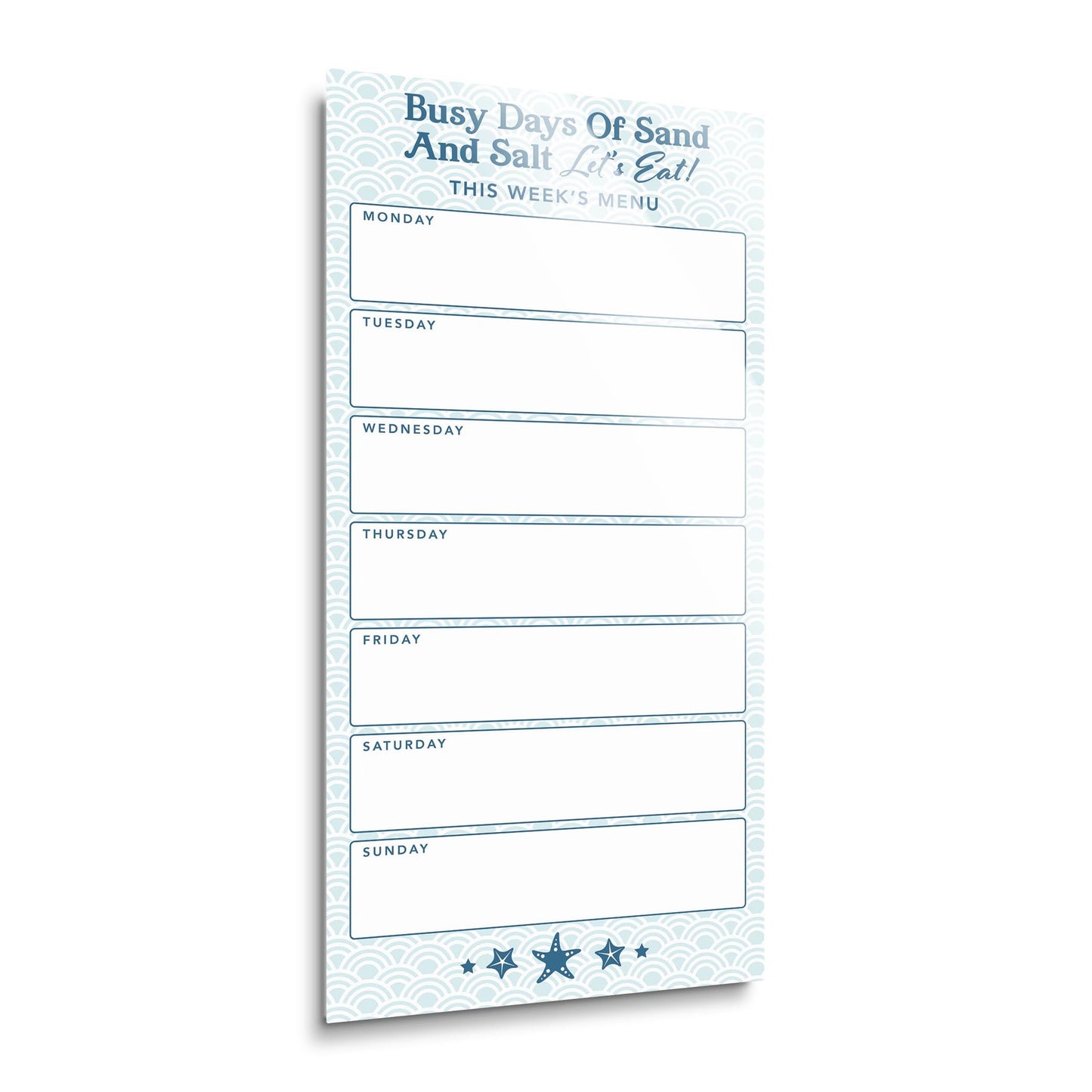 Coastal Sand And Salt Let's Eat Menu Blue | 12x24