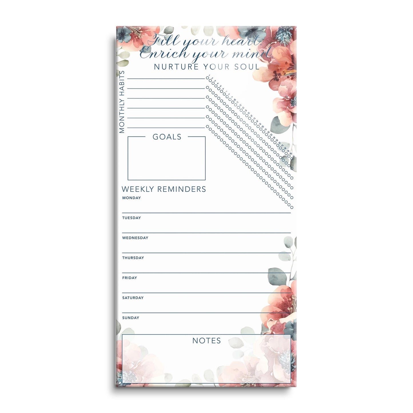Floral Nurture Your Soul Habit Tracker | 12x24