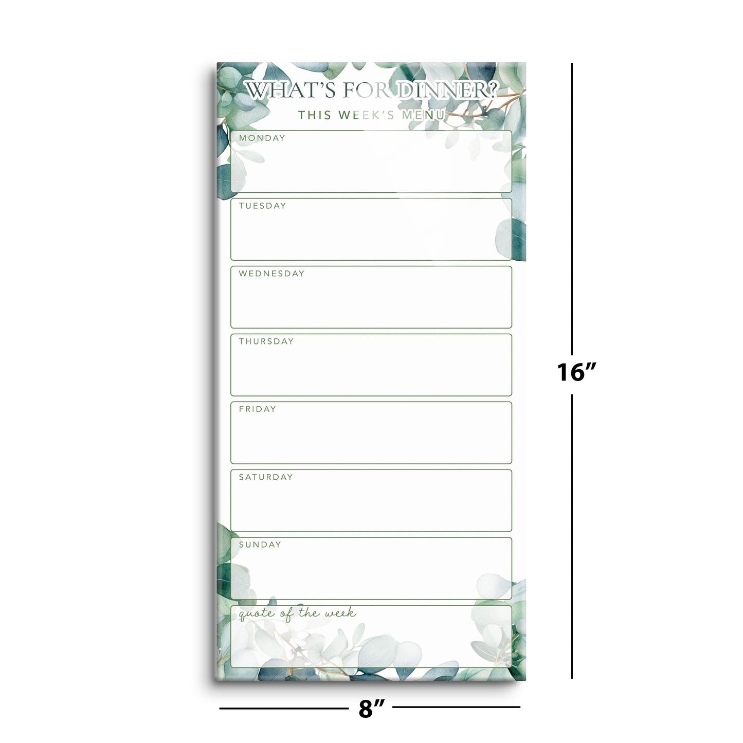 Eucalyptus What's for Dinner Weekly Menu | 8x16