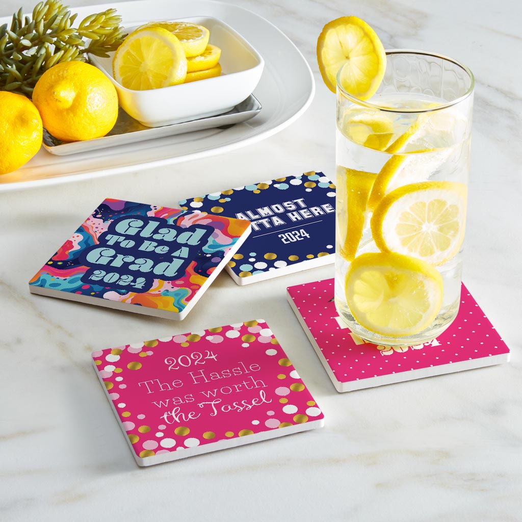 Graduation Offset Square Coaster Set | 4x4