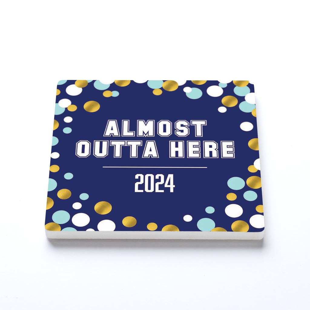 Graduation 2024 Outta Here Blue Confetti | 4x4